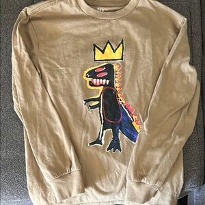 GAP Teen Tan Long sleeve tee with Dinosaur and Crown Graphic